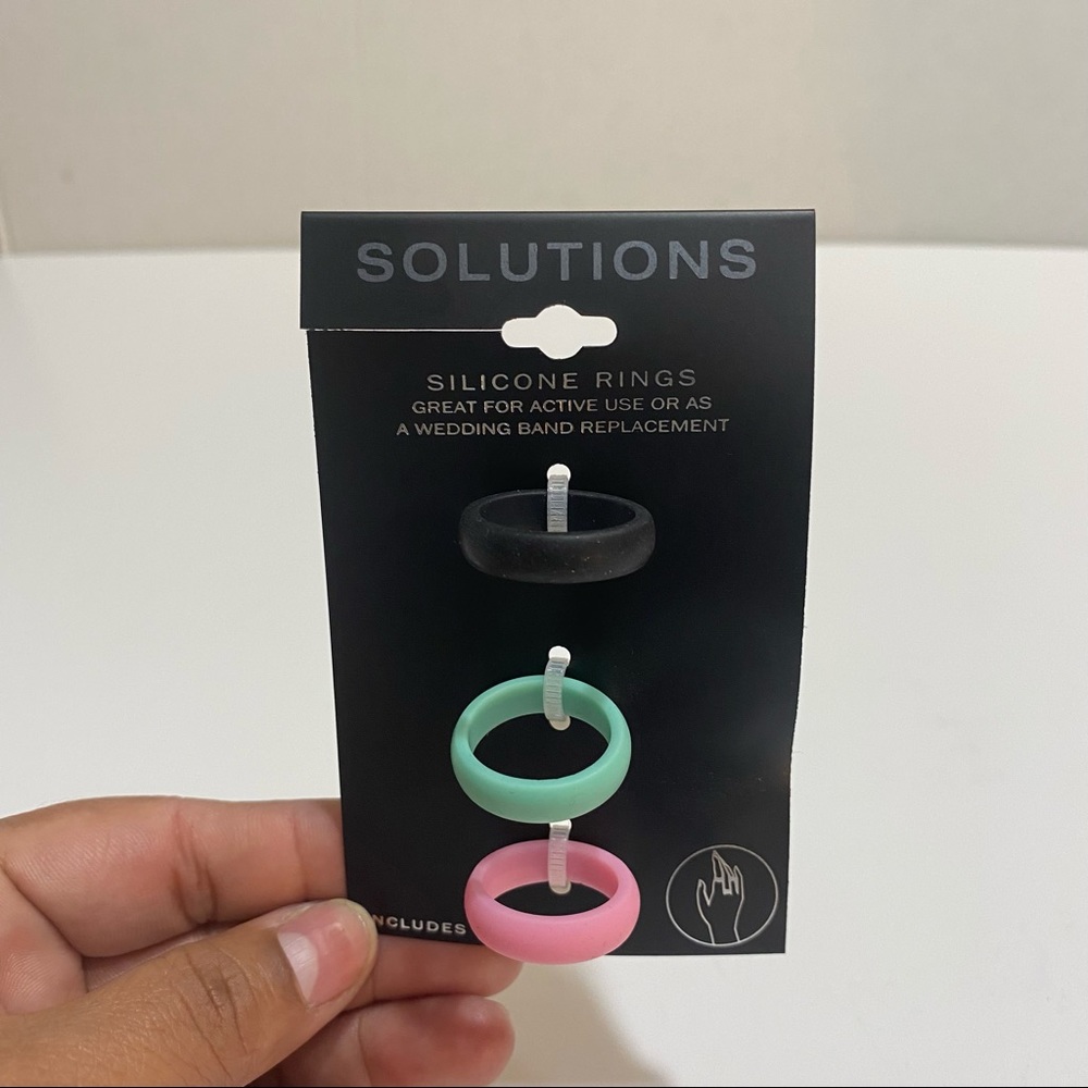 Silicone Rings 3 pc. Black/Green/Pink One Size NWT